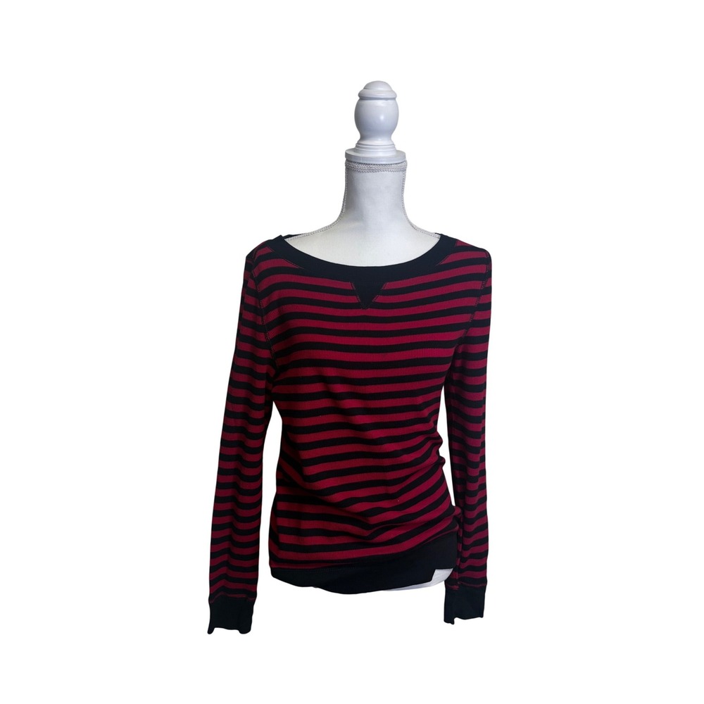 Chaps Women's 100% Cotton Long Sleeved Striped Long Sleeve Shirt Size Medium